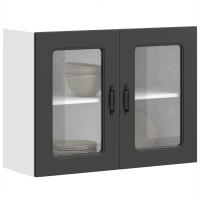 vidaXL Armario pared cocina puerta de cristal Kalmar negra en color Negro/Roble Sonoma/Roble ahumado y más | almacenamiento funcional diseño moderno para baño dormitorio sala - details 0