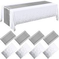Mantel Desechable De Plástico Rosa Oro Para 6 Asientos 108 Pulgadas Satinado Para Bodas Y Fiestas De Cumpleaños Tela De Mesa Impermeable Y Resistente Al Aceite - details 12