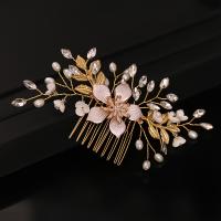 Peine De Boda Para Mujer Con Flor De Cristal Perla Y Hoja Diadema De Cabello Accesorios De Joyería Para Fiesta Y Novia - details 2