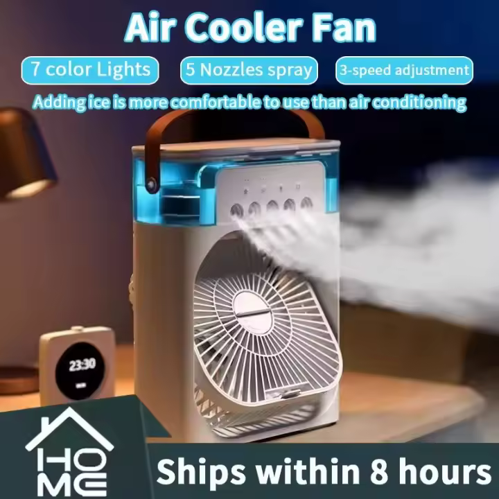 Ventilador 3 en 1, aire acondicionado, Enfriador de aire pequeño para el hogar, luz LED nocturna, humidificador portátil, ventilador de ajuste de aire, ventilador para oficina y hogar - 1