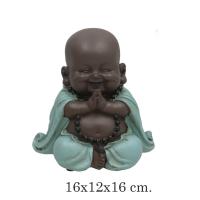 Gissed - Figura Decorativa de Buda Feliz en Posición de Oración, Diseño Espiritual y Relajante, Ideal para Decoración de Hogar, Oficina o Espacios Zen, Fabricada en Resina de Alta Calidad con Detalles en Turquesa y Negro, Aporta Paz y Armonía. - details 1