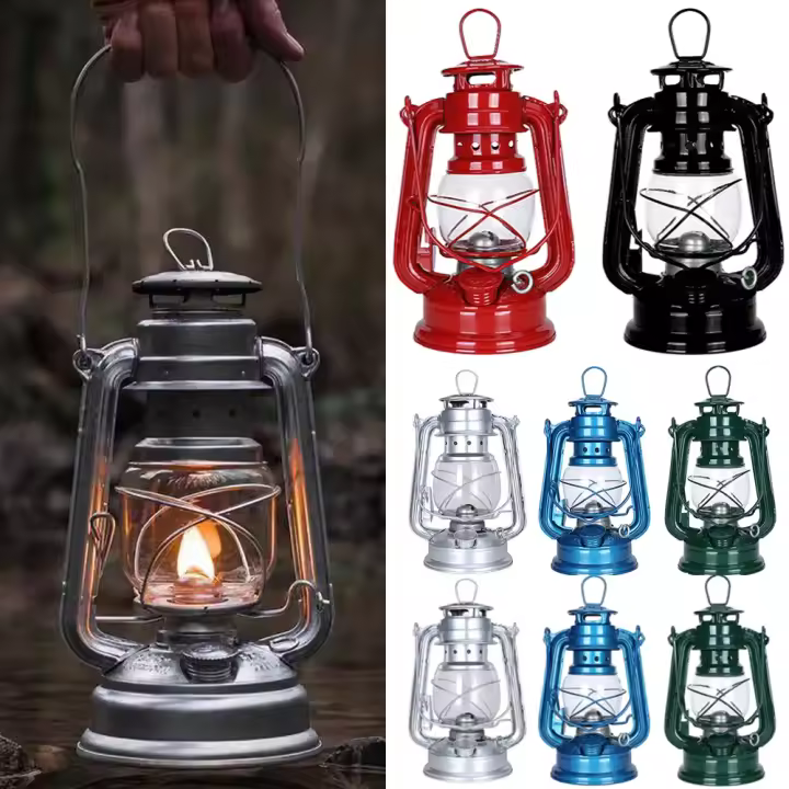 Lámpara De Petróleo Vintage Con Mango Lámpara De Huracán Para Camping Y Patio Hogar Material Metálico Tamaño 7.48x3.74x3.74 Pulgadas - 1
