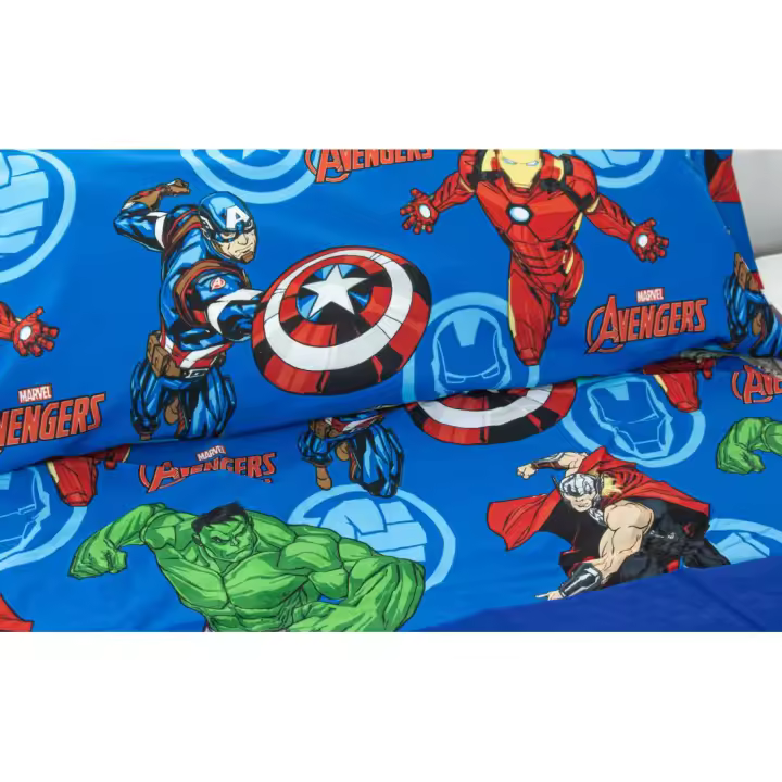 Juego de sábanas oficiales de Los Vengadores 50% Algodón - Avengers Marvel- El regalo perfecto para niños - Sabanas infantiles -Iron Man-Capitan America-Hulk-Thor- Ideal para todo el añoMommata - 1