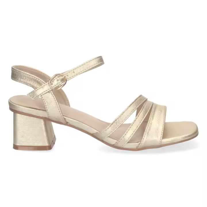 PuntoSalao Sandalias doradas para fiesta tacón medio cómodo para mujer DB-2252 - 1