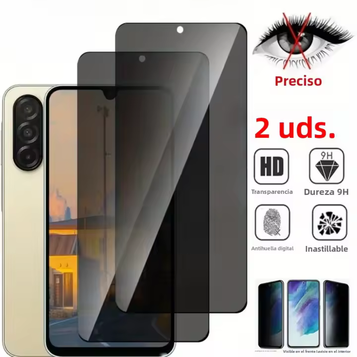 2Pcs Protector De Pantalla De Vidrio Templado Anti-Spy Para Samsung Galaxy A06 A13 A15 A16 A25 A26 A36 A23 A32 A35 A41 A55 A56 Anti-Scratch Anti-Shatter - 1