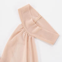 CUTENOVA Vestido Corto De Mujer En Color Sólido Con Parche De Malla Y Cuello Colgante Sin Espalda De Encaje Asimétrico Y Pleated Para Verano - details 7