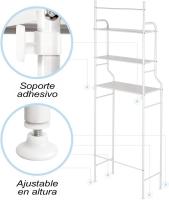 Estantería baño sobre Inodoro WC o Lavadora metálica- Estante de Almacenamiento Ahorra Espacio- 3 Niveles- Cocina- Garaje- Trastero- Mueble sobre Taza- Patas Ajustables- Multiusos- Blanco - details 1
