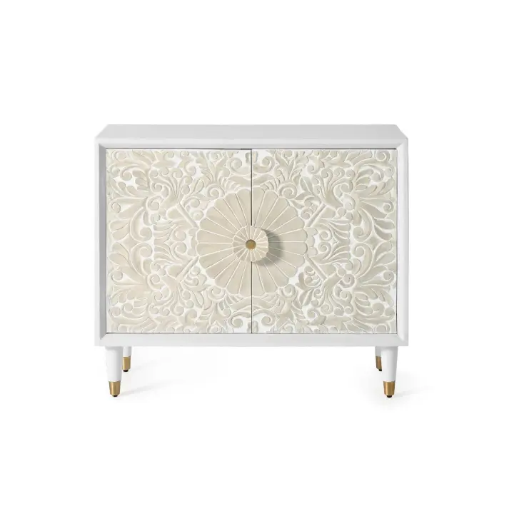 Aparador madera de mango blanco y detalles en dorado - 1