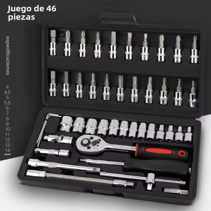 Juego De 46 Piezas De Llaves De Destornillador De 1/4 Pulgada Con Juego De Bits Y Barra De Extensión Para Reparación De Automóviles - 1