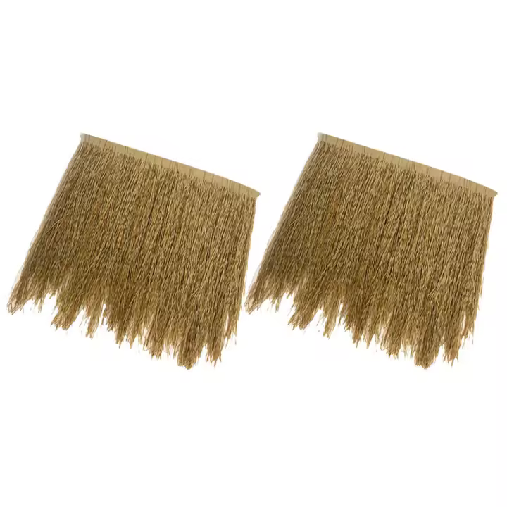 2 Pcs Tejado De Paja Falsa Para Decoración Al Aire Libre Jardín Hut De Jardín Sombrilla De Bambú Para Patio Adorno Simulación De Hogar - 1