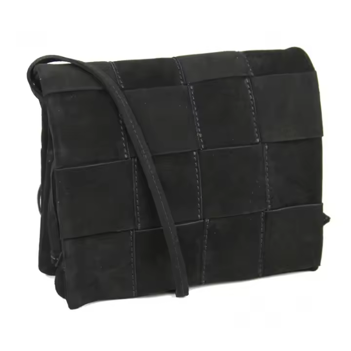 Bolso trenzado de piel de ante con cierre de clip TRECCIA - Zerimar. - 1