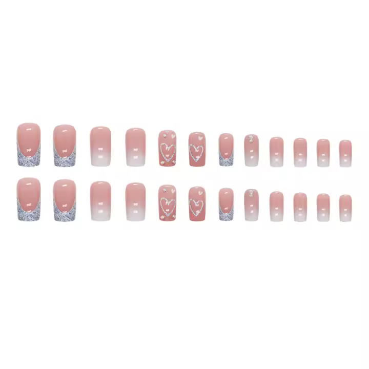 24 PCs Uñas Press on Estilo Francés Gradient De Amor Con Gel Jelly Y Archi De Uña QHZ758 Accesorios De Belleza Para Manicura Casera - 1