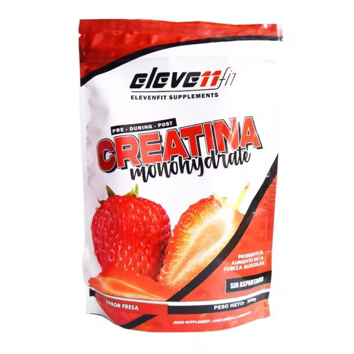 Eleven Fit Creatina Monohidratada 300g / Aumenta Fuerza Muscular, Reduce Fatiga y Mejora Rendimiento Deportivo / Suplemento de Alta Calidad para Ganancia y Volumen Muscular / Sabor Fresa - 1