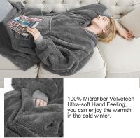 Sudadera de doble cara Fleece Wearable Manta con capucha de gran tamaño - details 5