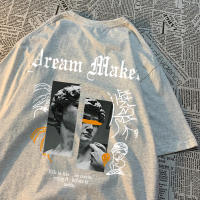 Camiseta De Algodón Para Hombre Dream Maker Brave Patrón De Escultura Vintage Cómoda Casual Para Pareja Camiseta Suelta Cuello Redondo - details 24