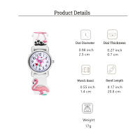 Reloj Infantil De Cuclillas Con Patrón De Flamenco Divertido Resistente Al Agua De Moda Y Casual Con Marcadores Arábigos Y Correa De Goma - details 0