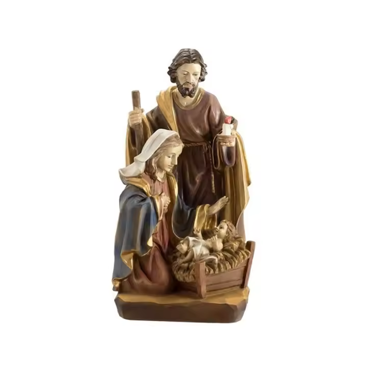 Misterio Nacimiento 30 cm. clásico Sagrada Familia 1 pieza imagen resina peana - 1
