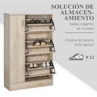 HOMCOM Armario Zapatero de 2 en 1 para Zapatos Mueble Almacenaje Paraguas Gran Espacio Estante Ajustable en 2 Niveles Capacidad de 12 pares 79x26x120 cm Madera - details 3