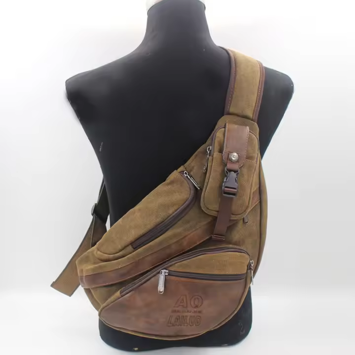 Mochila Hombro Solo Para Hombre Bolsa Cruzada Mensajera Militar Deportiva Viaje Con Portátil Rucksack Estilo Casual Material Saco De Tela Canvas - 1