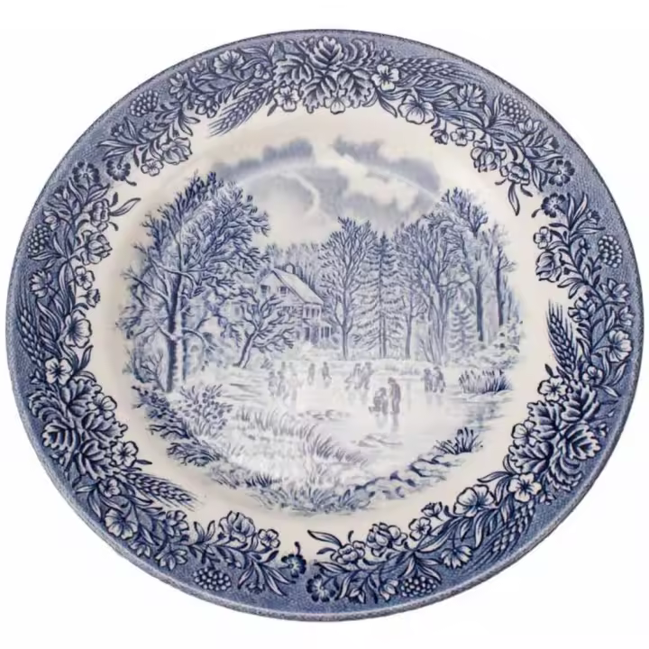 Crc Platos de Postre de Porcelana Blanca Decorada con Motivos Azules Churchill Menaje Mesa | Juego de 6 - 1