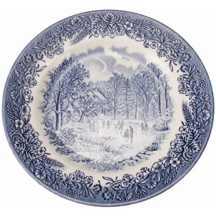 Crc Platos de Postre de Porcelana Blanca Decorada con Motivos Azules Churchill Menaje Mesa | Juego de 6 - 1