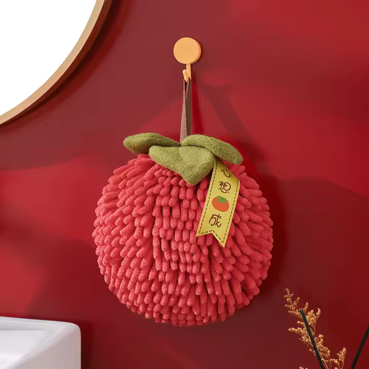 Toalla De Mano Suave Y Absorbente De Poliéster 100% Para Cocina Y Baño Color Rojo Con Anillo Para Colgar Para El Hogar - 1
