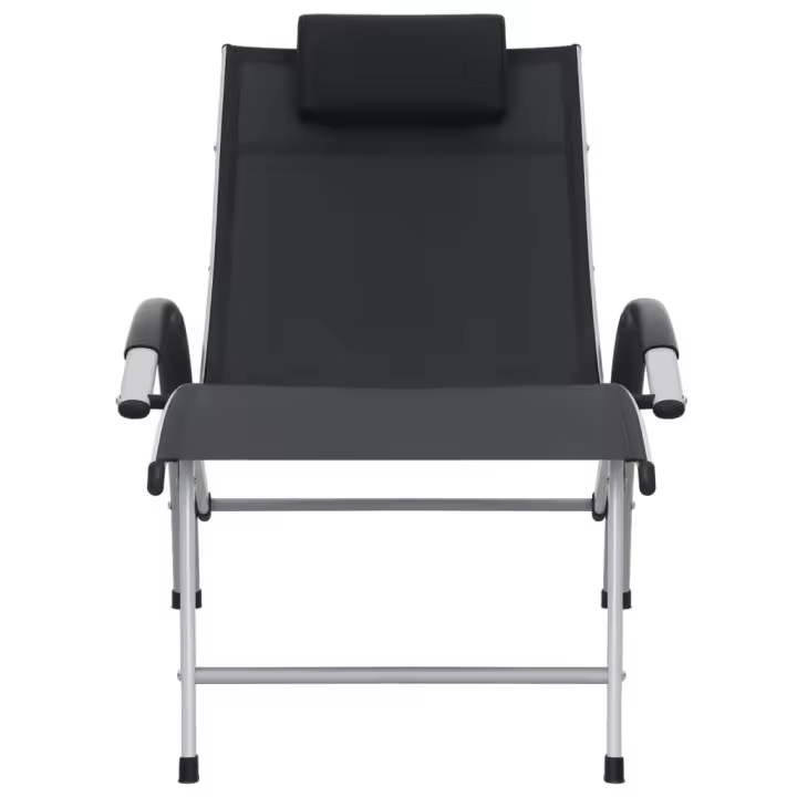 vidaXL Tumbona de aluminio textilene Negro, Crema, Taupé Sillas de Exterior Ideal para jardín, playa, piscina, terraza Tumbona Piscina Tumbonas Playa Tumbonas Jardín Exterior - 1