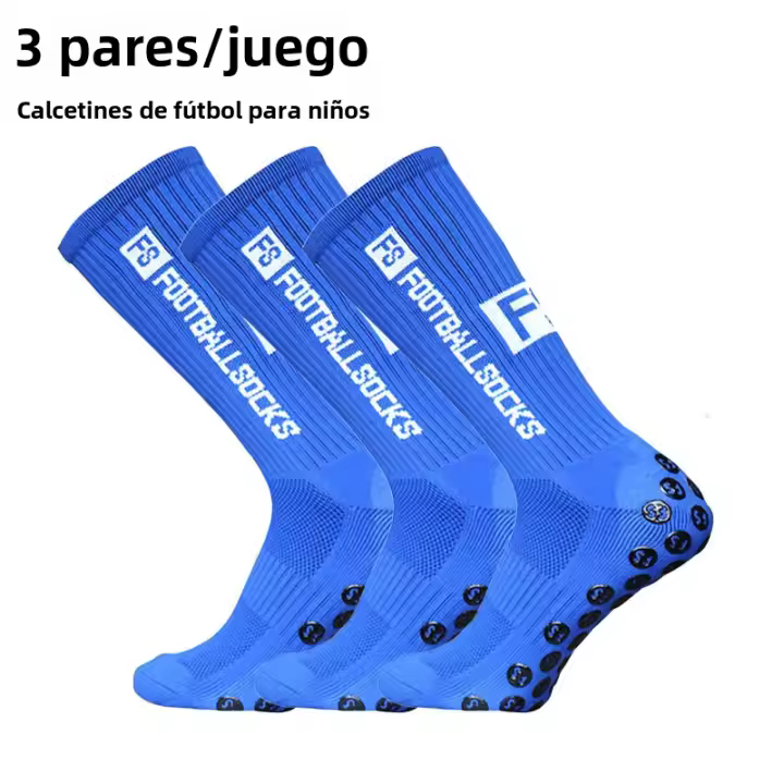 3 Pares De Calcetines Deportivos Transpirables Para Niños Y Jóvenes Tamaños 34-39 Antideslizantes De Silicona Cuadrado Fútbol Futbol - 1