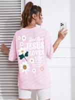 Camiseta de mujer con estampado “Jesus Loves You” – Básica de algodón, transpirable y cómoda, manga corta con cuello redondo, estilo casual - details 16
