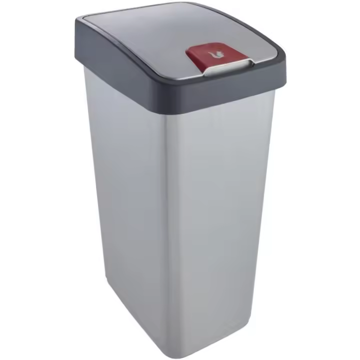 Cubo de Basura Premium 45 L Tapa Abatible Keeeper Plata - 1