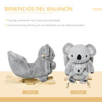 HOMCOM Caballito Balancín Infantil en Forma de Koala con Títere para Bebés 18-36 Meses con Sonido Cinturón de Seguridad y Reposapiés 60x33x50 cm Gris - details 4