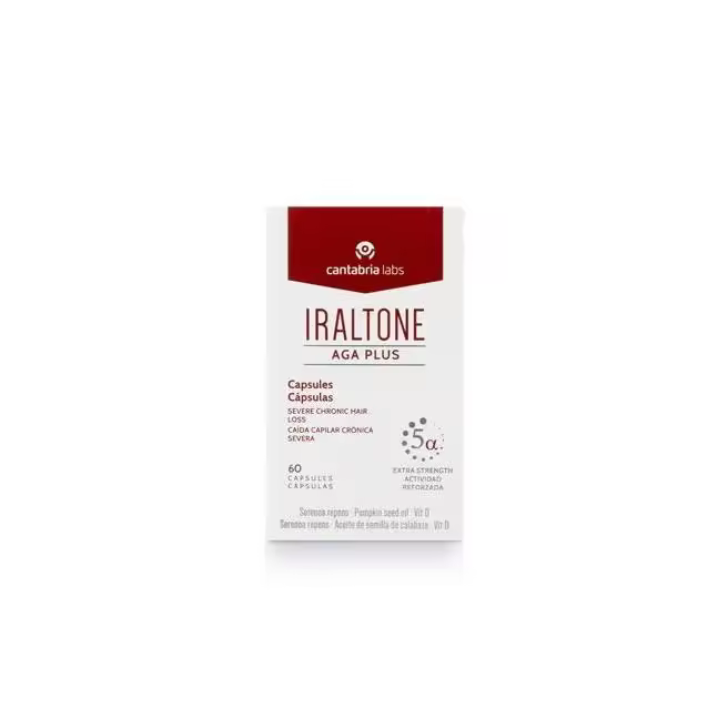 Iraltone Aga Plus Capsulas - Complemento Alimenticio Para El Manejo de la Caída Capilar Crónica, Marrón, 60 Capsulas - 1