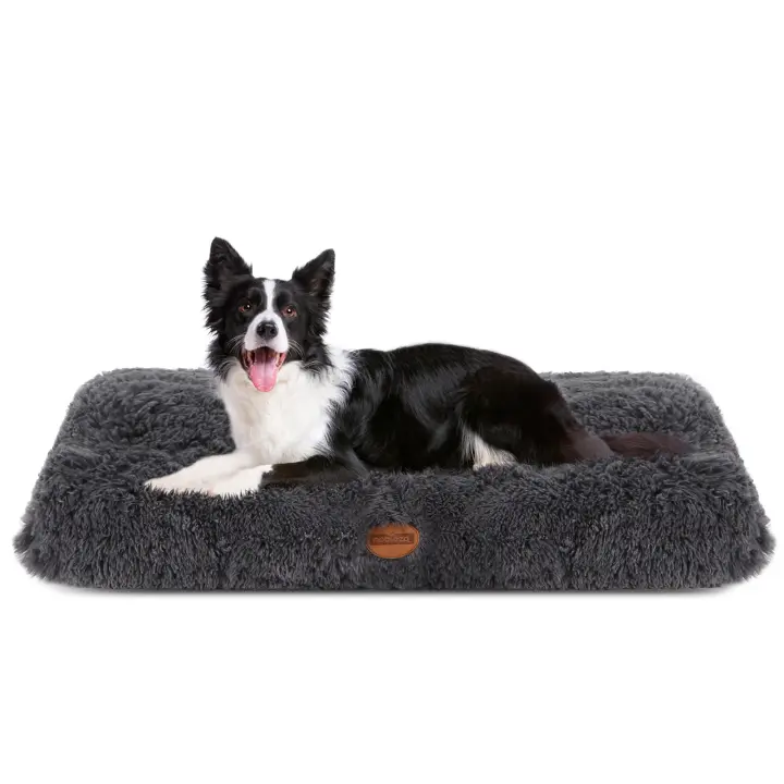 Nobleza - Cama Perros Medianos, Cama Perro Lavable, Peluche Largo Cama Para Perros, Suave y Esponjoso Gris Oscuro - 1