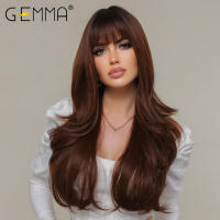 Peluca Sintética GEMMA Larga Ombre Marrón Vino Rojo Con Franja Rizado Resistente a Altas Temperaturas Pelo Falso Natural Para Mujeres Cosplay 26+ Pulgadas Densidad 130% Capa Promedio - details 3