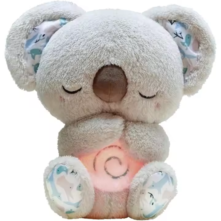 Koala de Plush with Sonido para Bebés, máquina de sonido para aliviar la AnsiedadCon Luces y Música sensorial (GRIS) - 1