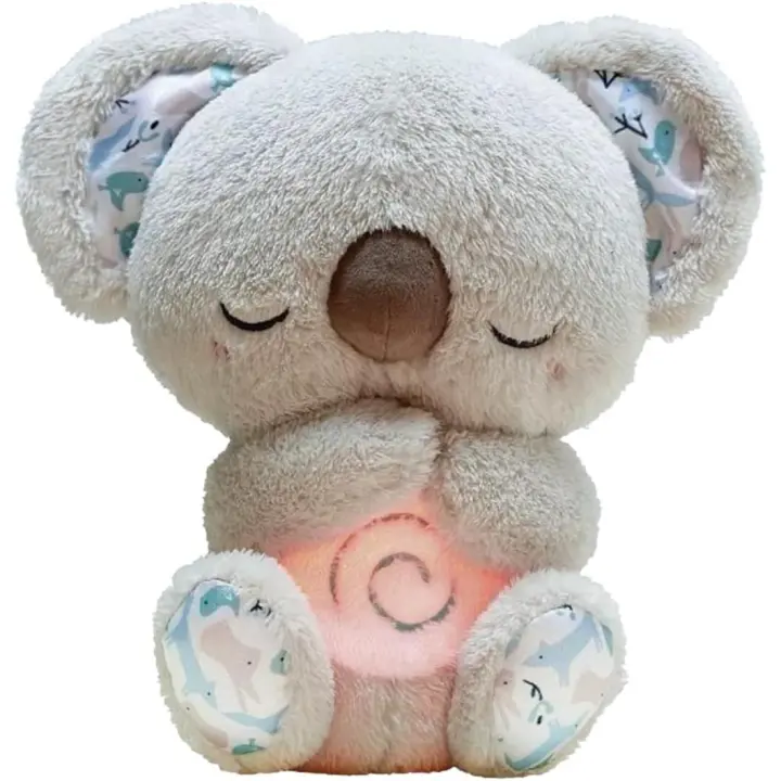 Koala de Plush with Sonido para Bebés, máquina de sonido para aliviar la AnsiedadCon Luces y Música sensorial (GRIS) - 1