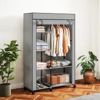 HOMCOM Armario de Tela con Ruedas, Armario Portátil, con Barra para Colgar, 6 Estantes, Marco de Acero, para Dormitorio, Vestidor, 103x43x162,5 cm - details 1