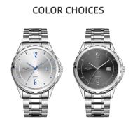 Reloj De Pulsera De Cuarzo Para Hombre NOTIONR En Acero Inoxidable Plata Y Negro Lujo Casual Calendario Completo Resistente Al Agua - details 1