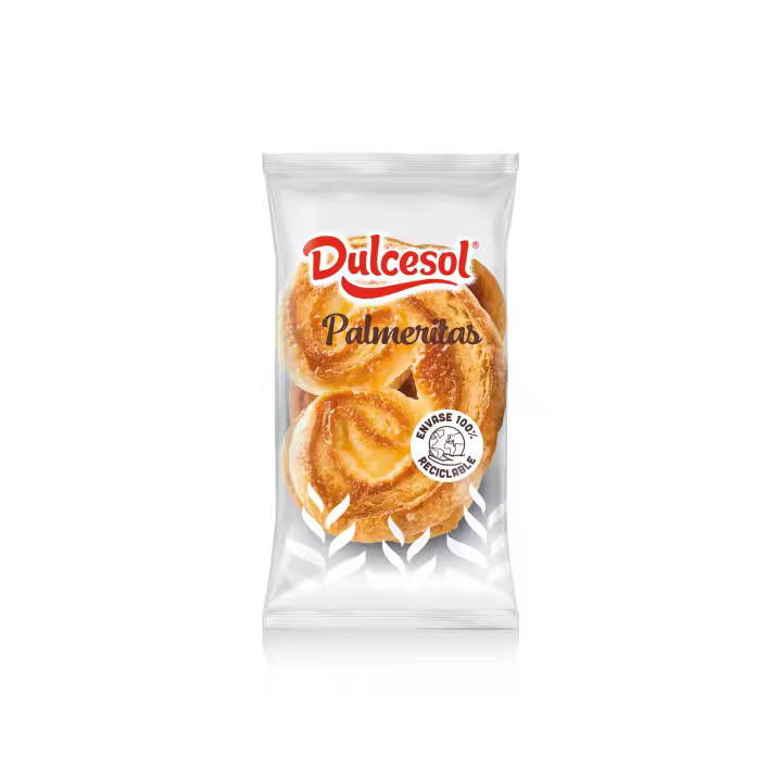 Palmeras Hojaldre Dulcesol Envueltas individualmente 1,5 Kg - 64 unidades - Palmeritas Hojaldre Dulcesol - 1