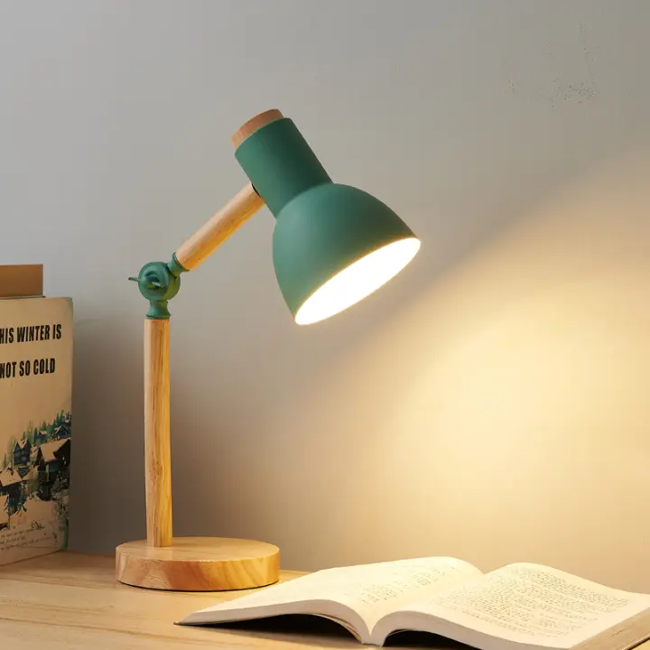 Lámpara De Escritorio Creativa Nórdica Con Cabeza Giratoria De Madera LED Protección Ocular Para Lectura Y Dormitorio - 1
