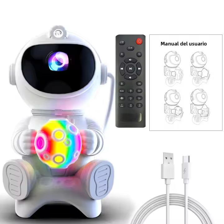 Proyector De Estrellas LED Astronauta Con Altavoz Bluetooth Regalo Para Niños Decoración De Habitación Luz Nocturna Del Cielo Estelar - 1