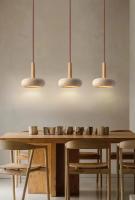 Meimon Lámpara colgante de piedra y madera con bombilla LED incluida. Luz fría, neutra o cálida. Ideal para comedor, cocina o salón. Diseño natural y elegante.  Lámpara de comedor o lámpara de araña - details 7