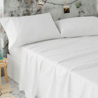 Juego de Sabanas Blancas Hostelería 100% Algodón Natural,144 hilos, No Hace Bolitas, Para Camas de 90, 105, 135, 150 y 150 con 2 Almohadas - details 0