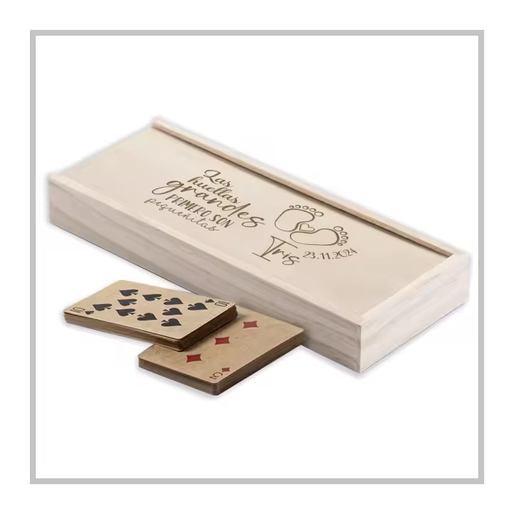 RegaloVip.es - Juego PERSONALIZABLE, juego de madera domino y cartas, regalos personalizados, detalles de boda, detalles de bautizo, detalles de comunión, regalos originales. - 1