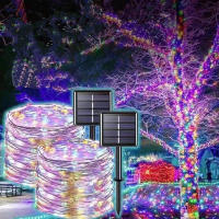 1Pack De Luces De Cadena Solar Con 100/200 LED Para Exteriores Impermeables Con 8 Modos Luz De Navidad Para Árbol Bodas Y Fiestas Decorativas - details 8