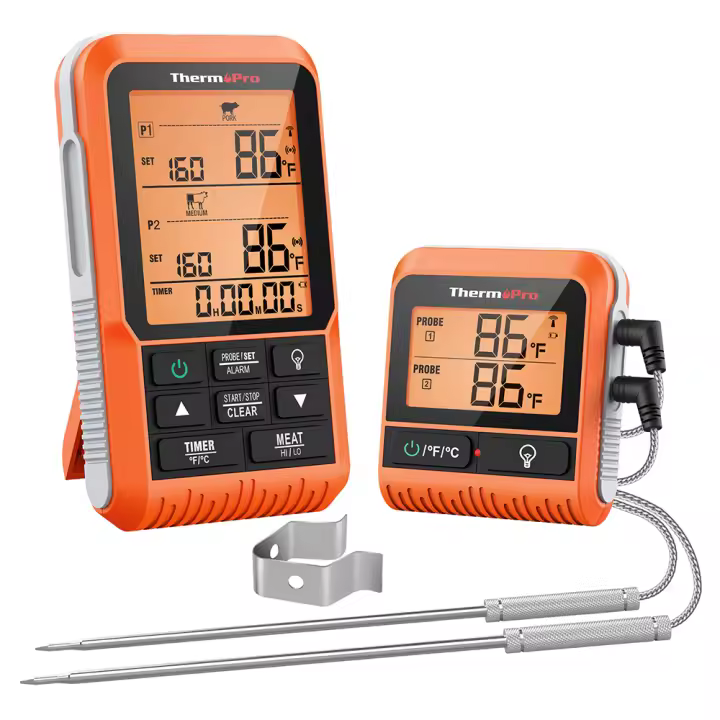 Termómetro Digital ThermoPro TP826B Con Retroiluminación Y Probes Para Carne 150M Alcance Inalámbrico Para Barbacoa Horno Cocina - 1