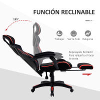 Vinsetto Silla Gaming con Reposapiés Retráctil Silla de Oficina Giratoria Reclinable con Reposacabezas y Altura Ajustable 65x65x119-129 cm - details 4