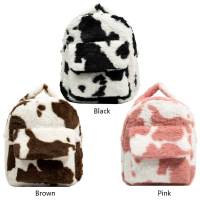 Mochila De Peluche Con Patrón De Vaca Para Mujer Multifuncional Con Correa Ajustable Y Diversas Bolsillos Casual Y Divertida Para Compras Y Uso Diario - details 8