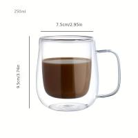 2pc Tazas De Café Expreso De Vidrio Doble Muralla Con Mano Transparente Para Bebidas Frías Leche Jugo Capacidad 150ml 250ml - details 4