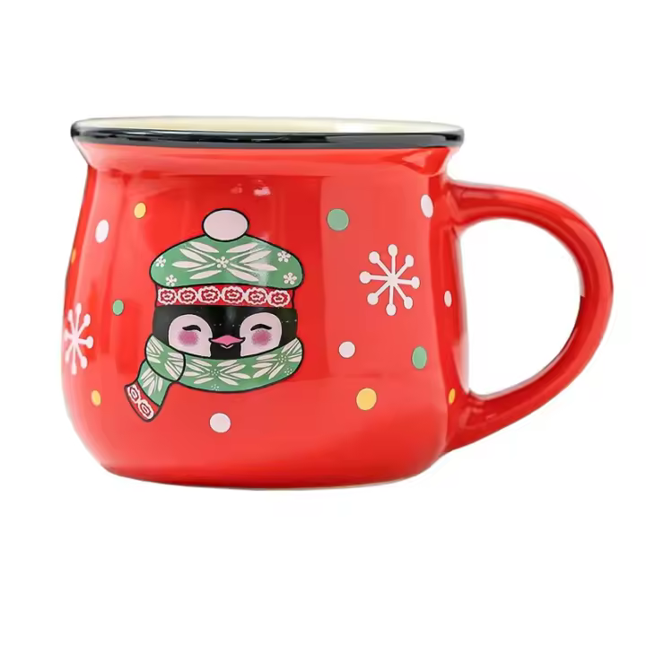Taza De Cerámica Navideña De 350ML Con Dibujos De Santa Y Ciervo Taza De Café Para Oficina Taza De Té De Tarde Con Postre Para El Hogar Regalo De Xmas - 1